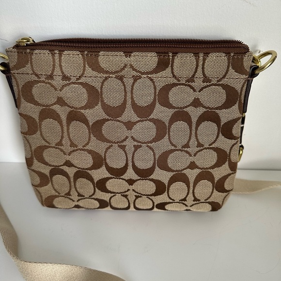 Coach Brown and Cream Signature Crossbody Bag - Picture 5 of 10